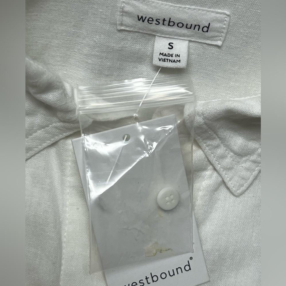 NWT Westbound Oversized Linen Blend Button Down White Shirt Dress Womens size S - Picture 8 of 10